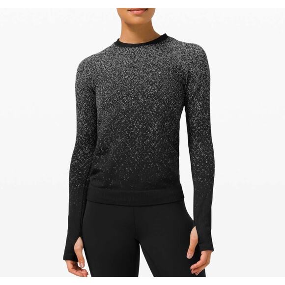 Lululemon Rest Less Pullover Long Sleeve Top Herringbone Fade Black White 10 - Picture 1 of 6